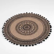 Douceur d intérieur pogrinjki SET DE TABLE (0) 38 CM JUTE IMPRIME+POMPONS RENATA NOIR X4 Bež