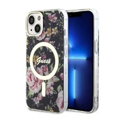 shumee Ovitek Guess Flower MagSafe - iPhone 14 Plus (črn)