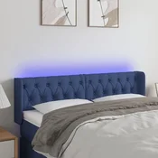 Vidaxl vidaXL Vzglavje postelje z LED modro 163x16x78/88 cm blago