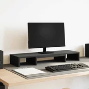 vidaXL Stojalo za monitor nastavljivo črna hrast 80x24x10,5 cm