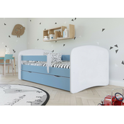 Otroška postelja z pregrado Ourbaby - modro-bela 160x70 cm,postelja brez skladiščnega prostora