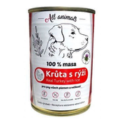 All Animals Vse živali DOG Mleti puran z rižem 400g