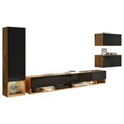 P & B Dnevni Regal Amadeo, Črna, Barva Hrasta, Led, 4-Delno