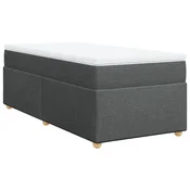 Vidaxl Box spring postelja z vzmetnico temno siva 90x200 cm blago