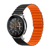 Magnetni remen za sat Samsung Galaxy Watch 3 45mm / Gear S3 / Huawei Watch 3 / Watch 3 Pro / GT2 46mm / GT / Haylou / Xiaomi Watch S1 / Amazfit / Garmin - black orange