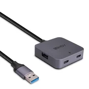 Lindy 3.2 Gen 1 USB hub tipa A 5000 Mbit/s črno-siv, 43388
