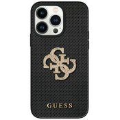 Guess perforiran 4G Glitter - ovitek za iPhone 15 (črn)