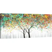 Nikcorp Slika na platnu Abstraktno cvetoče drevo 120x50 cm, moderna stenska dekoracija, masiven lesen okvir 19 mm, galerijski zaključek, pripravljeno za obešanje, visoka kakovost tiska, za dnevno sobo in