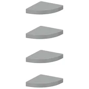 Vidaxl Kotne police 4 kosi visok sijaj sive 25x25x3,8 cm MDF