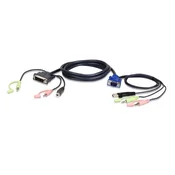 ATEN 2L-7DX2U adapter za video kabel 1,8 m VGA (D-Sub) + 3.5mm + USB Type-A DVI-I + 3.5mm + USB Type-B Črna, Zelena, Rožnata