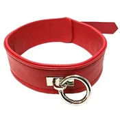 ROUGE Leather Plain Collar with Removeable O-Ring Red