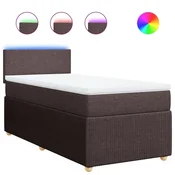 Vidaxl Box spring postelja z vzmetnico temno rjav 90x190 cm blago