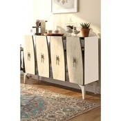 Hanah Home komoda Elips 120, 120 cm, bela / travertin / srebrna
