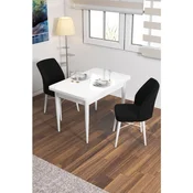 Hanah Home trpezarijski set Arp, sto i 2 stolice, bela ploca, crna tkanina Babyface