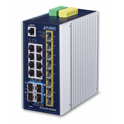 PLANET IP30 Industrial L3 8-Port Upravljano Gigabit Ethernet (10/100/1000) Plavo, Bijelo