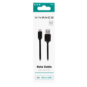 VIVANCO 0,5M USB-A MICRO-USB, črna 61323 0,5M USB-A MICRO-USB, črna