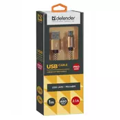 USB micro kabl Defender USB08-03T USB 20.0 Gold 1m 2.1A