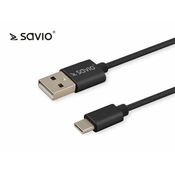 SAVIO kabel savio cl-129 (usb tip c - usb 2.0 tip a ; 2m; črna barva)