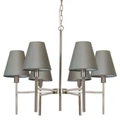 Casa Padrino luxury chandelier silver/gray A� 67.8 x H. 44.5 cm - Round metal chandelier with lampshades - Living room chandelier - Luxury lighting - Luxury furniture - Luxury interior