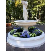 Casa Padrino baroque garden decoration fountain woman with jug white A� 240 x H. 235 cm - Magnificent baroque garden fountain - Stone fountain with border - Baroque garden decoration accessories