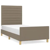 Vidaxl posteljni okvir brez vzmetnice Taupe 90x200 cm Tkanina