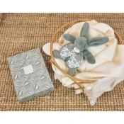 Plyšový zajačik na maznanie Bunny Comforter Green Doudou et Compagnie v darčekovom balení zelený 18 cm od 0 mes DC4191