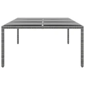 Vidaxl Vrtna miza 200x150x75 cm kaljeno steklo in poli ratan siva
