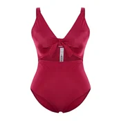 Trendyol Curve Burgundy Deep V Neck Cut-Out Tied Throw Covered Swimsuit