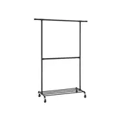 Songmics Oblekalna stojala 2 obešalni letvi 130x49x198 cm Črna