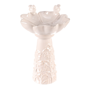 Autronic Hranilica/pojilica Bird feeder - ceramic, flower with birds, standing, white (KEX6004 WT-S)