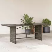 Vidaxl vidaXL Vrtna miza s stekleno površino, siva, 190x80x75 cm