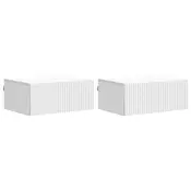 vidaXL Stenski nočni omarici s predalom 2 pcs Bela 49 x 34,5 x 20 cm