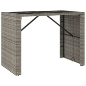 Vidaxl Barska miza s stekleno ploščo siva 145x80x110 cm poli ratan