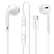 OEM Mayaxess, Žične USB-C slušalke z vgrajenim mikrofonom za Samsung Galaxy S25/S25 Ultra/S25 Plus/S25 SE/S25 Edge, Bela, (5000231571)