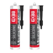 shumee CX80 Nevtralni gradbeni silikon za beton, les, kovino, črne barve, 310 ml x 2