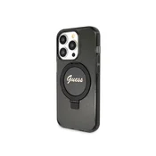 Guess GUESS ovitek za iPhone 15 Pro Max, združljiv z MagSafe GUHMP15XHRSGSK za iPhone 15 Pro Max (združljiv z Magsafe / bleščečim logotipom / stojalom za obroč / črn)
