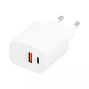 E-GREEN Superbrzi Strujni Punjac, USB3.0 i USB 3.1 tipC ulaz, 5V/3A, Beli