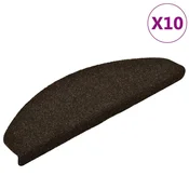Vidaxl Preproge za stopnice, samolepilne, 10 kosov, 65 x 21 x 4 cm, temno rjave, polkrožne, velike