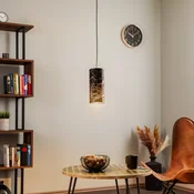 EMIBIG LIGHTING Obesna svetilka Joni, tekstil, 1fl črno-marmorirana - Dnevna soba/jedilnica - črna, zlata - Tkanine/tekstil
