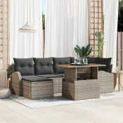 7 Komadni Set Vrtnih Sofa s Jastuči Sivi Poly Rattan