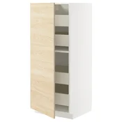 METOD / MAXIMERA Visoki element s fiokama, bela/Askersund im. svetlog jasena, 60x60x140 cm