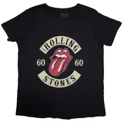 The Rolling Stones Sixty Biker Tongue (Suede Flock Print) Black S Ženske Majica