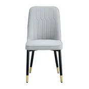 SONNENH Jedilni stoli, 2 v kompletu, 89 cm, svetlo siva, črne noge z zlatimi konicami, umetno usnje PU, geometrijsko prešito naslonjalo, oblazinjen sedež 43 x 41,5 cm in kovinske noge
