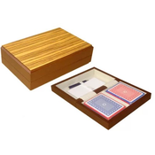 Set Modiano - Drvena kutija s poker kartama, svijetlosmeda