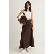 Trendyol Brown Flounce Maxi Denim Skirt