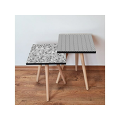 Hanah Home Sklapajuci Stocic 2 Komada 2SHP473 - Crno