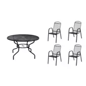 eoshop Kovinski vrtni set Eoshop 44: miza + 4 zložljivi stoli, stohljivi