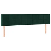 Vidaxl Vzglavje z ušesi temno zeleno 183x16x78/88 cm žamet