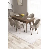Hanah Home Set Trpezarijski sto i 6 stolica Roz, Bež-braon