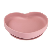 Canpol babies Silicone Suction Plate Heart Pink silikonski tanjur s vakuumom 300 ml za djecu
